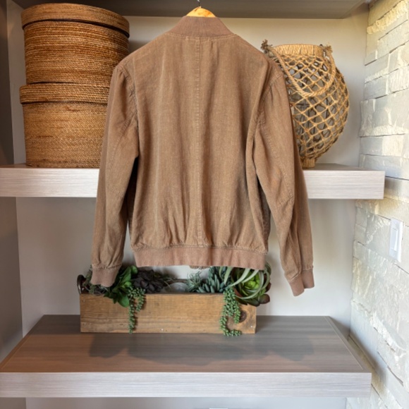 ZARA Linen Bomber Jacket Tan - Picture 3 of 6